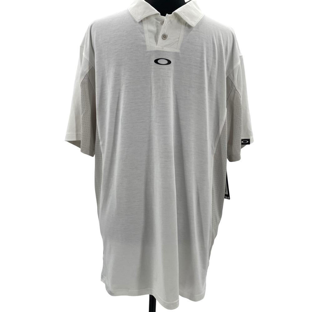 Oakley Men C1 Airvent White Hydrolix Performance Golf Polo Shirt FOA405499 L‎